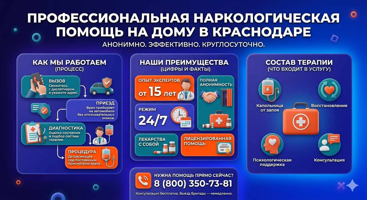 Инфографика о принципах лечения алкоголизма на дому в Сасово: этапы вызова нарколога, преимущества анонимной детоксикации и состав медицинской помощи.